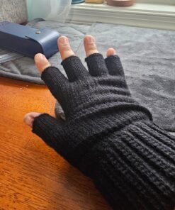 LADES Fingerless Gloves - Thermal Winter Gloves Warm Knitted Half Finger Gloves Mittens for Men Typing Driving Working Black 27 713mp L5L