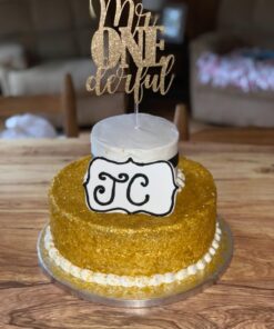 NANASUKO 1st Birthday Cake Topper - mr Onederful - Double Sided Gold Glitter - Premium Quality Made in USA 24 713oPGNpxxL