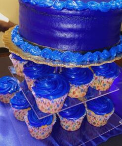 YestBuy 3 Tier Cupcake Stand, Cake Stand, Acrylic Cupcake Tower Stand, Premium Cupcake Holder for 28 Cupcakes, Display for Pastry Wedding Birthday Party (4" Between 2 Layers) 3 Tier Square (4" between 2 layers) Clear 25 713oWWUZfOL