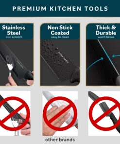 Home Hero 7 Pcs Kitchen Knife Set, Chef Knife Set & Steak Knives - Professional Design Collection - Razor-Sharp High Carbon Stainless Steel Knives with Ergonomic Handles (7 Pcs - Black) 7 Pcs - Black 25 713pUYPGtSL