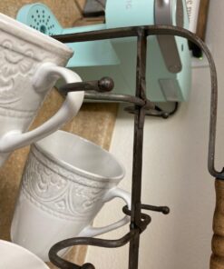 Benzara BM177866 Rustic Galvanized Metal Crockery Holder with Cup Hooks, Gray 28 713qPo2FMjL