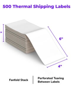 Alternative view of Rollo Direct Thermal Shipping Labels - Pack of 500 4x6 Thermal Labels Fanfold - Perforated and Strong Adhesive (Commercial Grade)