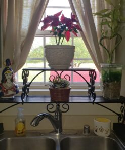 MyGift Black Metal Over The Sink Shelf with Scrollwork Design, 2 Tier Display Stand Organizer for Kitchen Accessories 36 713s7PXo8GL