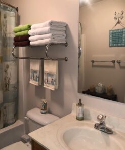 Organize It All Wall Bath Towel Bar in Chrome mounted shelf, 26" W x 11.25" L x 7.5" H 26"W x 11.25"L x 7.5"H 32 713sn54ymmL