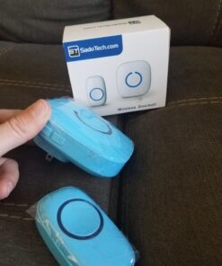 SadoTech Wireless Doorbell for Home - Battery Operated, 1000 Feet, Wireless Door Bell w/LED Flash, 1 push button + 1 receiver, Baby Blue 22 713tXcDtnJL