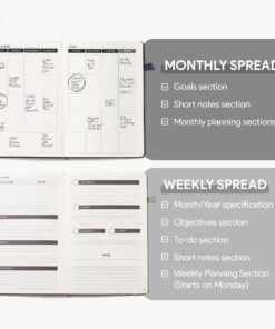 Little More Undated Planner Weekly and Monthly for Productivity - Goals Planner, Adhd Planner, To Do List Notebook - A5 (5.5”x8.5") Weekly Monthly Planner Undated with Stickers - Black A5 - Undated Weekly & Monthly 8 713uWgQ66HL
