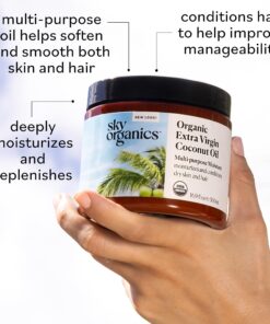 Sky Organics Organic Extra Virgin Coconut Oil for Hair & Skin, 100% Pure & Cold-Pressed USDA Certified Organic to Moisturize, Soften & Nourish, 16.9 fl. Oz 16.9 Fl Oz (Pack of 1) 21 713ueBbQ5YL