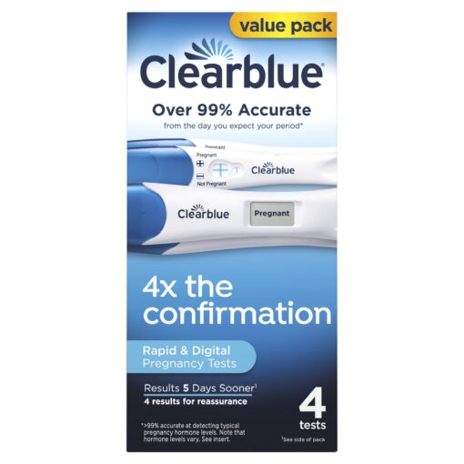 Clearblue Pregnancy Test Combo Pack, 4ct - Digital with Smart Countdown & Rapid Detection - Value Pack Combo 4