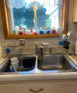 Home Basics Over Sink Shelf, (Chrome) Steel Over The Kitchen Sink Organizer for Soap, Sponges, Scrubbers, and More | with Cutlery Holder 28 713v5PyagrL