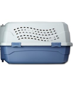 Amazon Basics - 2-Door Top-Load Hard-Sided Dogs, Cats Pet Travel Carrier, Gray & Blue, 22.8"L x 15.0"W x 13.0"H Two-Door Top-Load 53 713xDjKXEvL 1