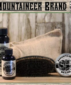 Mountaineer Brand Beard Grooming Care Kit Gifts for Men | Beard Oil (2oz), Conditioning Balm (2oz), Wash (4oz), and Beard Brush | Mustache Growth Kit, Essential Beard Kit for Men | WV Coal Scented WV Coal (4 Pack) 10 713yJmN0xfL