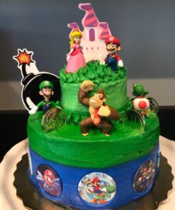 Mario Brothers 23 Piece Birthday Cake Topper Set Featuring Mario Castle, Bomb, Mario Coins, 6 Mario Figures Including Mario, Luigi, Princess Peach, Toad, Yoshi, Donkey Kong, and 12 Mario 1" 25 713yjIyq4zL