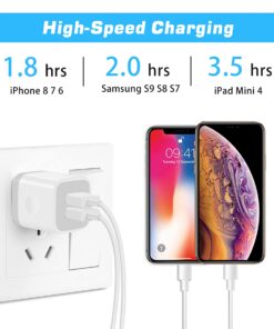 X-EDITION Wall Charger,4-Pack 2.1A Dual Port USB Power Adapter Plug Charging Block Cube for Phone 8/7/6 Plus/X, Pad, Samsung Galaxy S5 S6 S7 Edge,LG, Android (White) White 26 713zSjcDVL