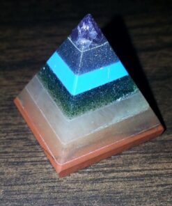 CHAKRA PYRAMID STONE w/ 7 Chakra Stones ~ Red Jasper, Aventurine, Golden Quartz, Amethyst ~ 30-40mm Size by Shambala Shop 38 713zg6GCSfL