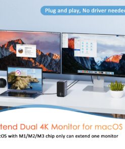 Alternative view of TOBENONE USB C Docking Station for 15 in MacBook - Dual Monitor Docking Station With 2 HDMI, 6 USB A, SD/Micro SD, LAN, 87W PD, Grey UDS013-No Power Adapter