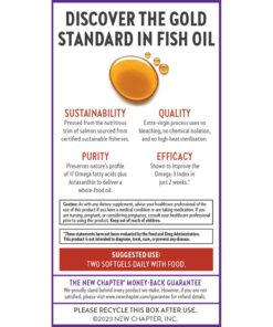 New Chapter Wholemega Fish Oil Supplement - Wild Alaskan Salmon Oil with Omega-3 + Vitamin D3 + Astaxanthin + Sustainably Caught - 60 ct, 1000mg Softgels Unflavored 60 Count (Pack of 1) 16 714 XmJcYrL