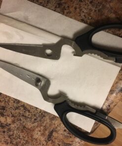 Messermeister 8-Inch Take-Apart Kitchen Scissors, Black - Includes Screwdriver, Nut Cracker, Jar Lid Opener/Gripper, Bottle Opener & Bone + Twig Cutter - Suitable for Lefties & Righties 17 714 mm c24L