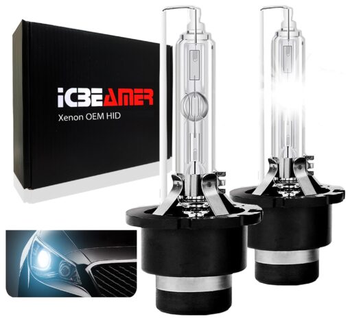 ICBEAMER 8000K D2S D2C D2R Xenon Factory HID Direct Replacement for 66040 66240 85122 OEM Headlight low beam Color Light Blue bulb D2S/D2R