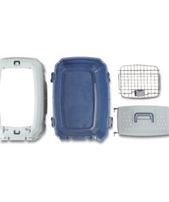 Amazon Basics - 2-Door Top-Load Hard-Sided Dogs, Cats Pet Travel Carrier, Gray & Blue, 22.8"L x 15.0"W x 13.0"H Two-Door Top-Load 55 714 rRbL2RL 1