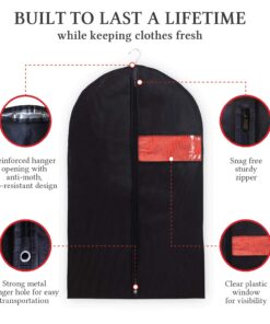 Alternative view of Garment Bags with Shoe Bag - Breathable Garment Bag Covers Set of 5 for Suit Carriers, Dresses, Linens, Storage or Travel - Suit Bag with Clear Window