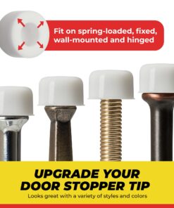 Premium Rubber Door Stop Stud Replacement Tips – Doorstopper Bumpers, Springe Hinge End Caps for Wall & Floor Protection – Universal Size (White) White 24 71405e2UYqL