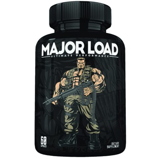 Major Load Testosterone Booster for Men - Testosterone Supplement with Horny Goat Weed, Maca Root, & Tribulus Terrestris - Tongkat Ali Men's Energy, Stamina & Strength - Test Booster 60 Capsules 60 Count (Pack of 1)