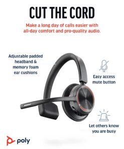 Alternative view of Poly Voyager 4310 UC Wireless Bluetooth Headset (Plantronics) - Single-Ear w/Noise-Canceling Boom Mic - Connect to PC/Mac/Mobile - Works w/Teams, Zoom & More - Amazon Exclusive,Black 2021 Version (USB-A Only)