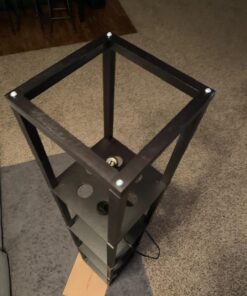 Floor Lamp with Shelves - Room Light by LIGHTACCENTS - Corner Storage Standing Bookshelf Lamp - Bedroom Light with Wooden Storage Shelves and White Cotton Linen Shade (Black) Black 45 71426cNcy7L