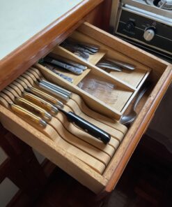 Bambüsi In-Drawer Knife Block - Bamboo Knife Drawer Organizer for Kitchen | Fits 5 Long + 6 Short Knives | Store Knives with Blades Pointing Down - Wooden Steak knife Holder without Knives Natural 34 7142qQ y1JL