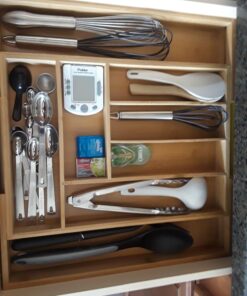 Bellemain Expandable Bamboo Drawer Organizer - Large Kitchen Utensil Holder for Cutlery, Silverware, Flatware Storage - Utensil Organizer for Kitchen Drawers, Desk, Junk Drawer Organizer Tray, 8-Slot 36 7143fc3BGqL