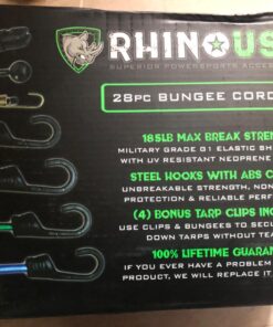 RHINO USA Bungee Cords with Hooks - Heavy Duty Outdoor 28pc Assortment with 4 Free Tarp Clips, Drawstring Organizer Bag, Canopy Ties & Ball Bungees Bungee Cord Set 48 7145zWD9BwL