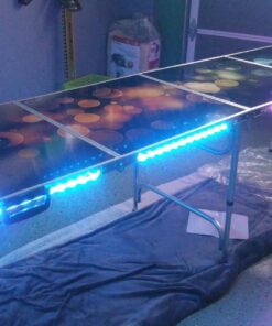 8-Foot Folding Pong Table - Choose Table Options (Base, Cup Holes, LED Lights, or Cup Holes & LED Lights) - Bubbles Edition Standard w/ Cup Holes & LED Lights 26 7146f226X3L