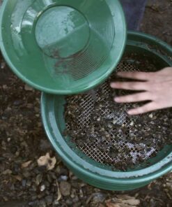 SE 13 1/4 Inch Stackable Classifier Gold Prospecting Pan Set - Includes 1/2" 1/4" 1/8" 1/12" and 1/20" Stainless Steel Mesh Sifting Pans, Green, 5 Pack 5 Pieces 27 7146iWR4CrL