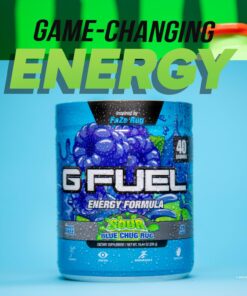 G Fuel Faze Rug Energy Powder, Sugar Free, Clean Caffeine Focus Supplement, Water Mix, Sour Blue Raspberry Flavor, with Focus Amino, Vitamin + Antioxidants Blend - 10.44 oz (40 Servings) 25 71478hHRYSL