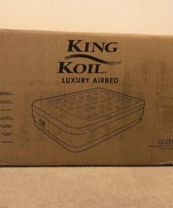 King Koil Luxury Air Mattress Queen with Built-in Pump for Home, 20” Queen Size Inflatable Airbed Luxury Double High Adjustable Blow Up Mattress, Durable - Portable and Waterproof, Black 20 Inch 51 7147F4hgdJL