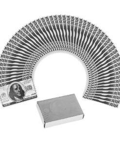 LLF Deck of 24k Silver Foil Plating Poker Plastic Playing Cards with Wood Box Includes Certificate of Authenticity $100 Benjamin Franklin 10 7147GGxkMLL