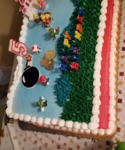 Mario Brothers 23 Piece Birthday Cake Topper Set Featuring Mario Castle, Bomb, Mario Coins, 6 Mario Figures Including Mario, Luigi, Princess Peach, Toad, Yoshi, Donkey Kong, and 12 Mario 1" 29 7147anJJDiL