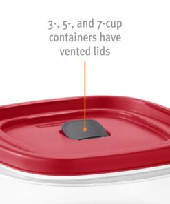 Rubbermaid 60-Piece Food Storage Containers with Lids, Salad Dressing and Condiment Containers, and Steam Vents, Microwave and Dishwasher Safe, Red 25 714913rwGRL
