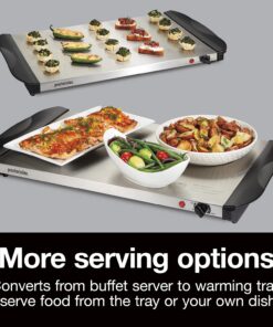 Proctor Silex Buffet Server & Food Warmer, Adjustable Heat, for Parties, Holidays and Entertaining, Three 2.5 Quart Oven-Safe Chafing Dish Set, Stainless Steel 19 7149h3YNMZS