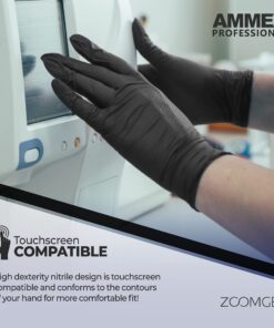 AMMEX Black Nitrile Exam Gloves, Box of 100, 3 Mil, Size Small, Latex Free, Powder Free, Textured, Disposable, Non-Sterile, Food Safe, ABNPF42100BX Small (Pack of 100) 31 7149v9IrJAL 1