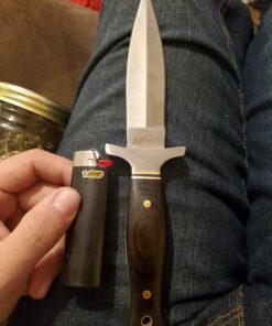 MTech USA – Fixed Blade Knife – Satin Finish Stainless Steel Blade, Brown Wood Handle with Stainless Steel Bolster, Includes Nylon Sheath - Hunting, Camping, Survival, Tactical – MT-20-03 47 714A14FBo2L