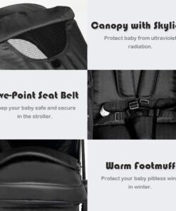 BABY JOY Baby Stroller, 2 in 1 Convertible Carriage Bassinet to Stroller, Pushchair with Foot Cover, Cup Holder, Large Storage Space, Wheels Suspension, 5-Point Harness (Black) Black 18 714Af6X5uaL