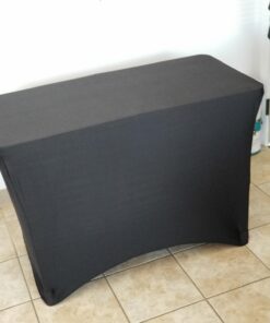 Iceberg iGear Stretch Fabric Table Cover, Fits 4' Table, Polyester/Spandex, Black, 24" W x 48" L 4' 38 714BFb4W5aL