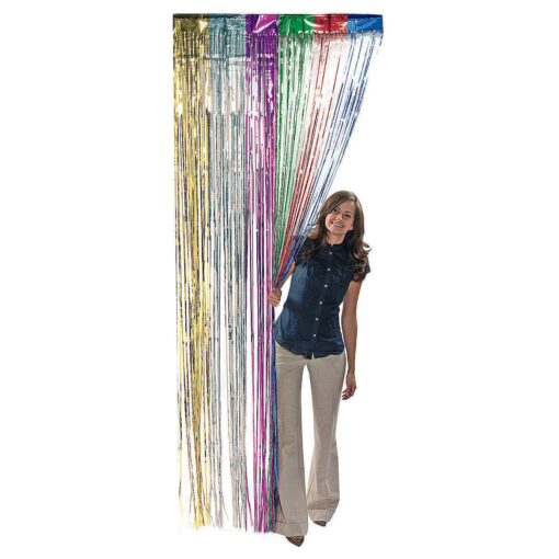 Fun Express Metallic Rainbow Fringe Curtains for Party (1 Piece) Party Decor - Door Decor - Door Borders & Curtains