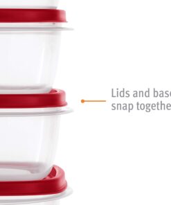Rubbermaid 60-Piece Food Storage Containers with Lids, Salad Dressing and Condiment Containers, and Steam Vents, Microwave and Dishwasher Safe, Red 23 714D giw4hL