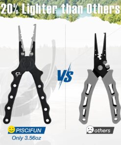 Piscifun Fishing Pliers, Saltwater Fishing Pliers with Split Ring, Fish Hook Remover, Corrosion Resistance Fly Fishing Pliers with Braid Cutters, Sheath and Lanyard, Fishing Gear Gifts for Men Black Nylon Sheath 23 714DA2VxQzL