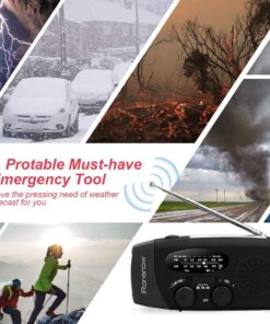 iRonsnow Solar Emergency NOAA Weather Radio Dynamo Hand Crank Self Powered AM FM WB Radios 3 LED Flashlight 2000mAh USB Smart Phone Charger Power Bank SOS Alarm (Black) 22 714EtA7JltL