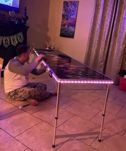 8-Foot Folding Pong Table - Choose Table Options (Base, Cup Holes, LED Lights, or Cup Holes & LED Lights) - Bubbles Edition Standard w/ Cup Holes & LED Lights 25 714F5vOBYoL