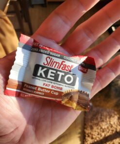 SlimFast Low Carb Chocolate Snacks, Keto Friendly for Weight Loss with 0g Added Sugar & 3g Fiber, Peanut Butter Chocolate, 14 Count Box (Packaging May Vary) Peanut Butter Snack Cup 30 714FijTtEWL