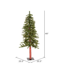 Vickerman 4' Natural Alpine Artificial Christmas Tree - Pre lit Alpine Tree with 337 PVC Tips and 100 Clear Lights- Rustic Artificial Tree for Seasonal Indoor Home Decor -Tree Stand Included 4' Green 14 714J1p4HbXL